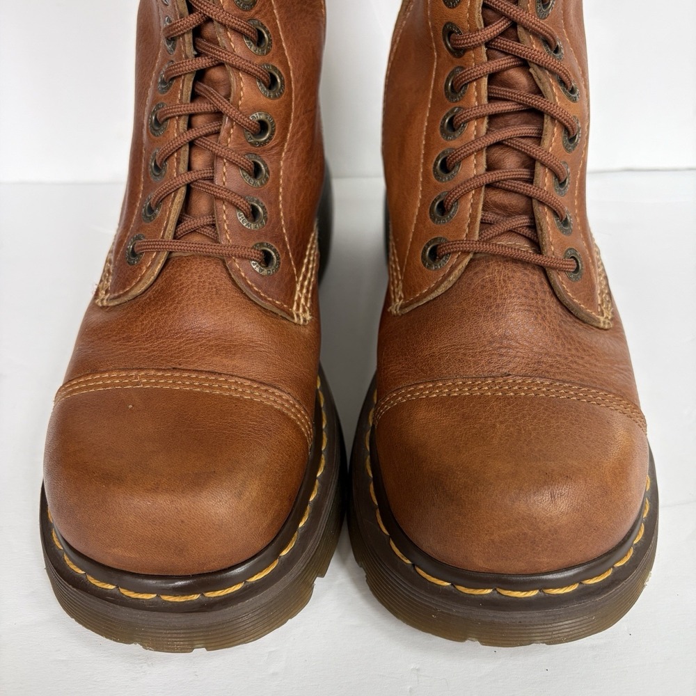 VTG Doc Martens Miranda Combat Boots Womens 8/8.5 Brown Chunky lug sole Lace-Up - Picture 10 of 16
